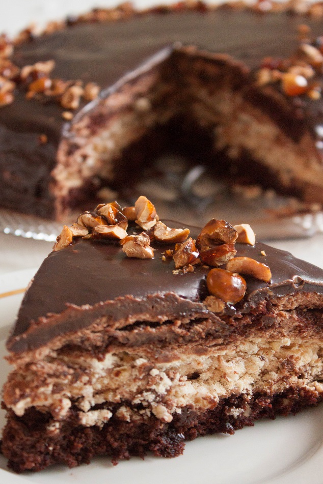 Chocolate Mousse Cake with Hazelnut Meringue